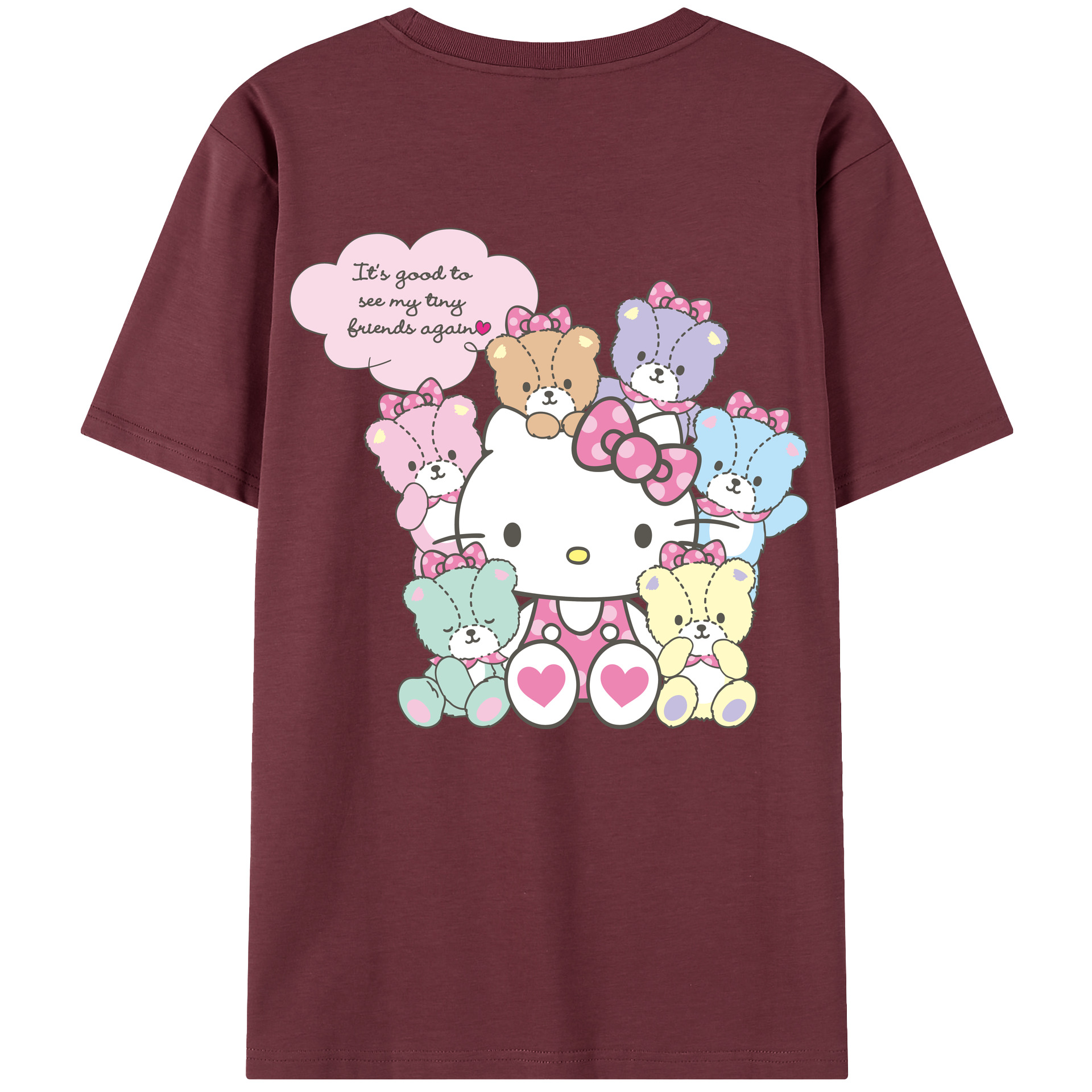 （画像用） Hello Kitty ハローキティ 綿100％半袖Tシャツ（背面プリント）